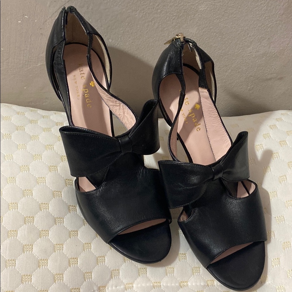 Kate Spade Black Peep-Toe Heels with Bow